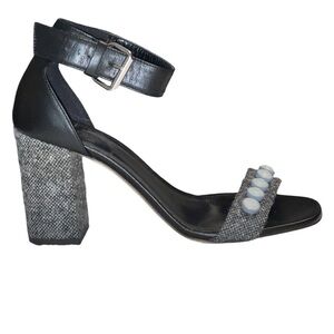 J. Crew Collection Women’s Jeweled Tweed Ankle Strap Block Heel Sandals NWT